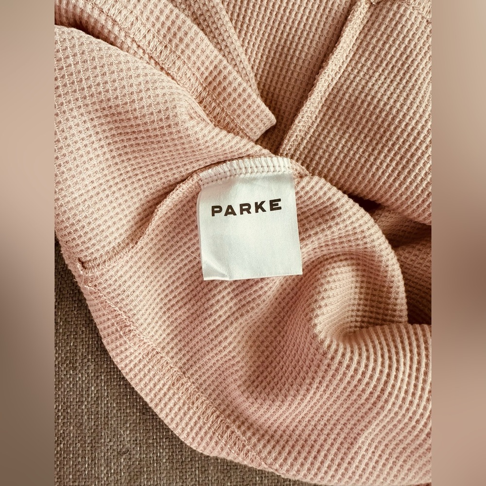 PARKE Women's Short Sleeve Waffleknit Tee in Light Peony Pink - Picture 3 of 5